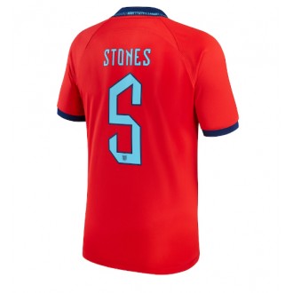 Herren Fußballbekleidung England John Stones #5 Auswärtstrikot WM 2022 Kurzarm